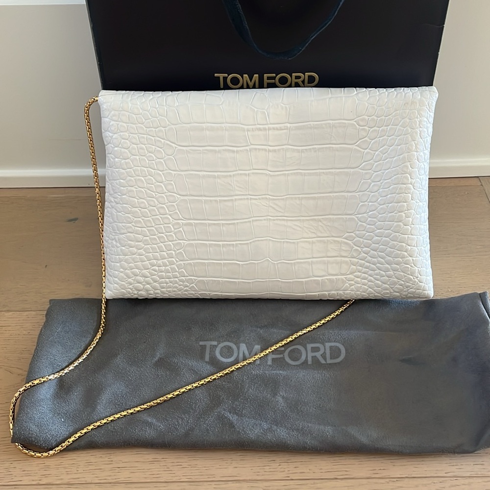 Tom Ford White Croc-Embossed Clutch - Picture 5 of 8